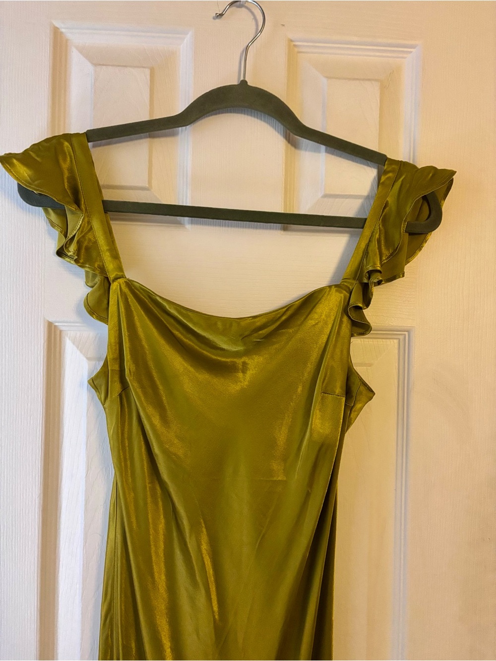 Anthropologie Flutter Sleeve Maxi Dress - Medium - Chartreuse - Picture 4 of 9